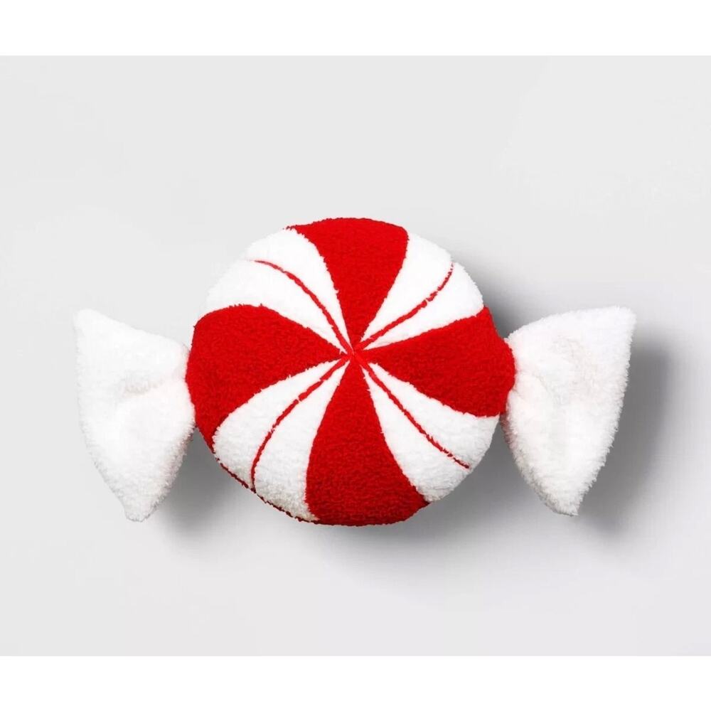 NWT Set of 2 Target Wondershop Christmas Peppermint Candy Plush Throw Pillow